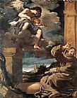 St Francis with an Angel Playing Violin by Guercino